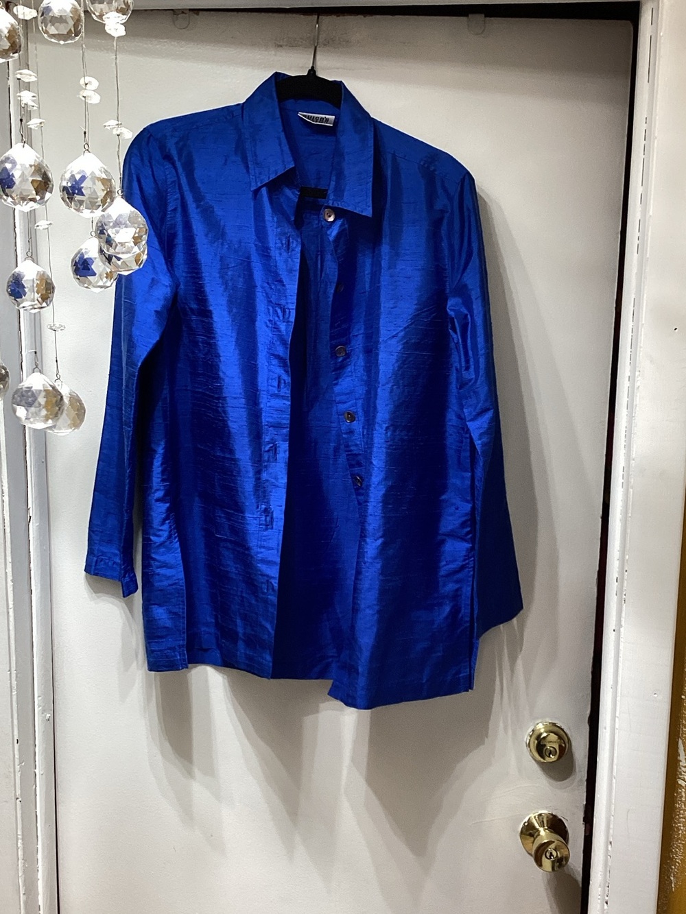 Chico's Shimmery Royal Blue Button-Front Jacket